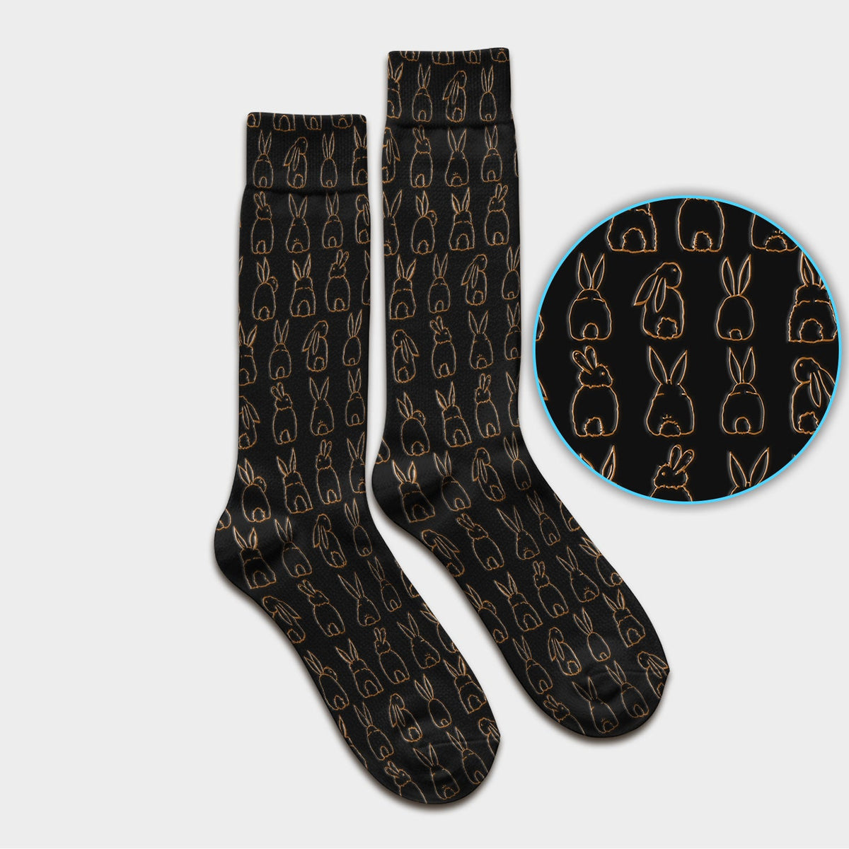 Cartoon Bunny Line Art Nurse Socks