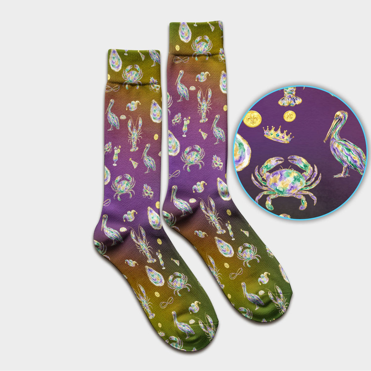 Mardi Gras Seafood Nurse Socks
