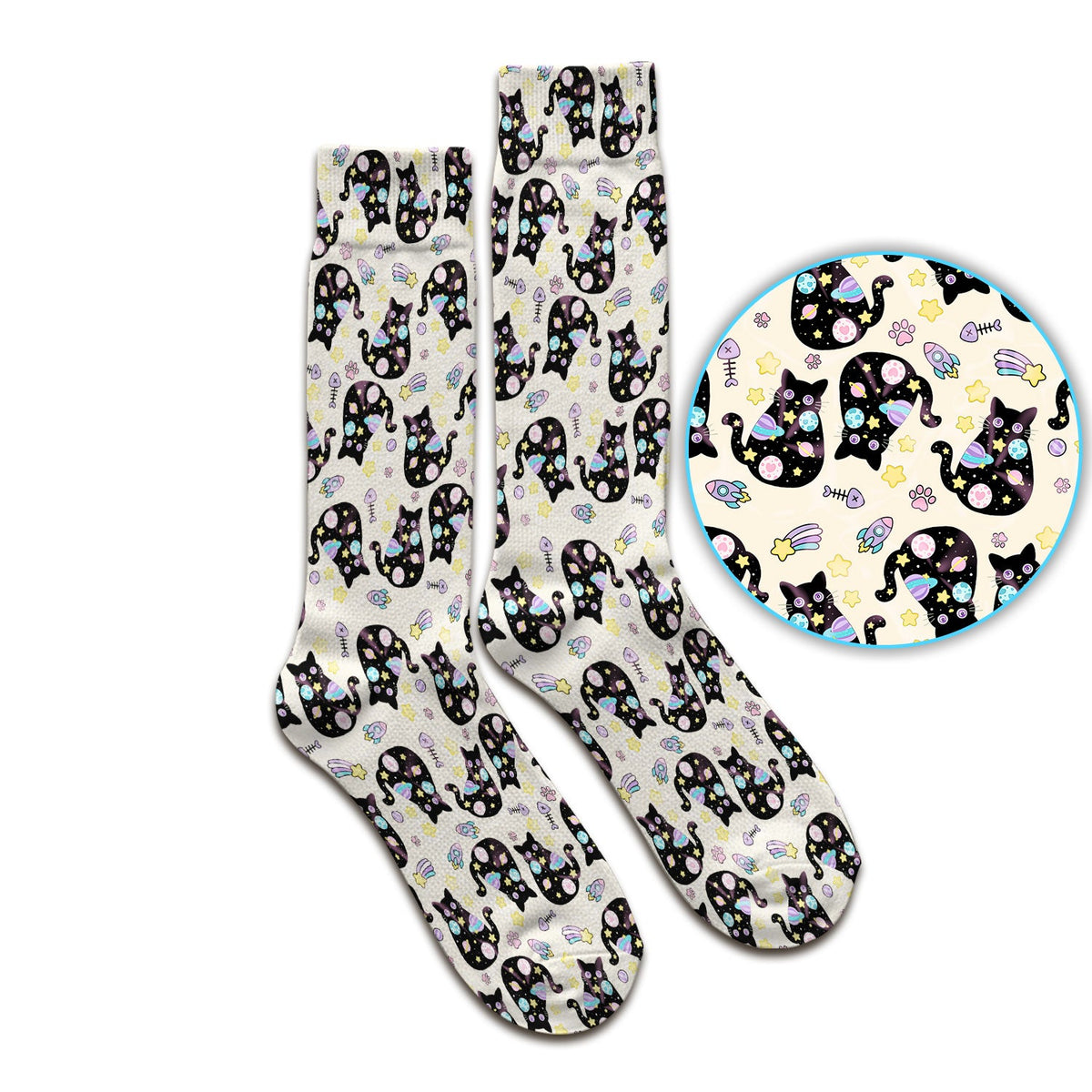 Galaxy Black Cat Space Nurse Socks
