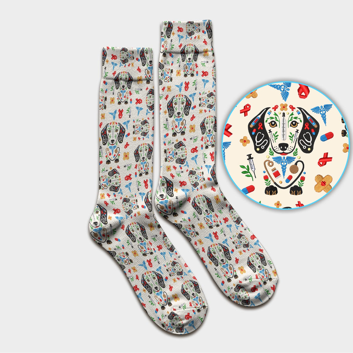 Dachshund Medical Icon Nurse Socks
