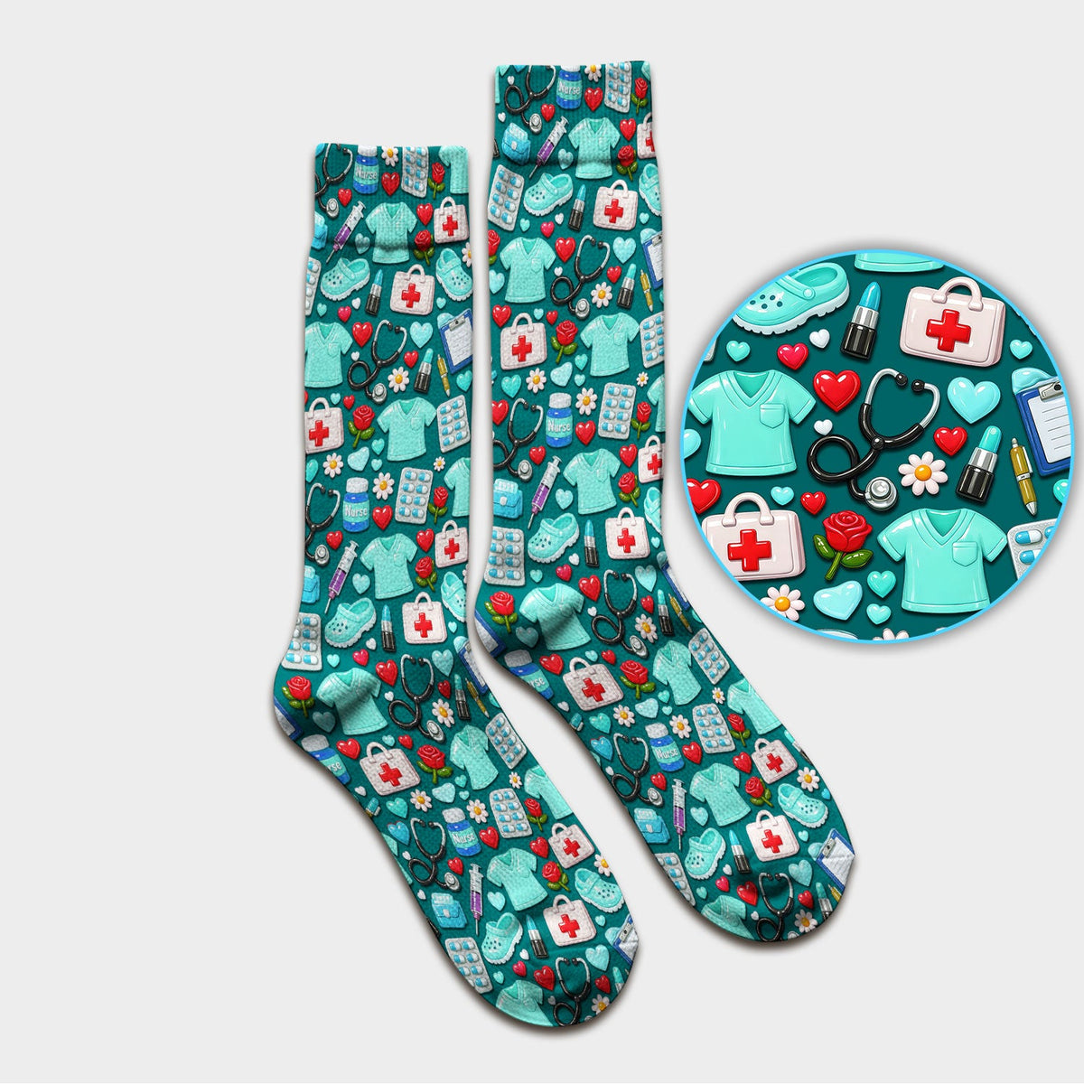 Medical Icons Nurse Socks