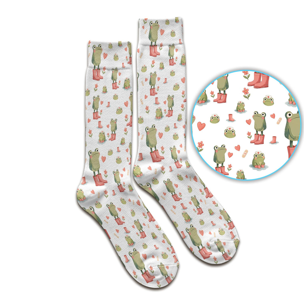 Adorable Frog Boots Heart Nurse Socks