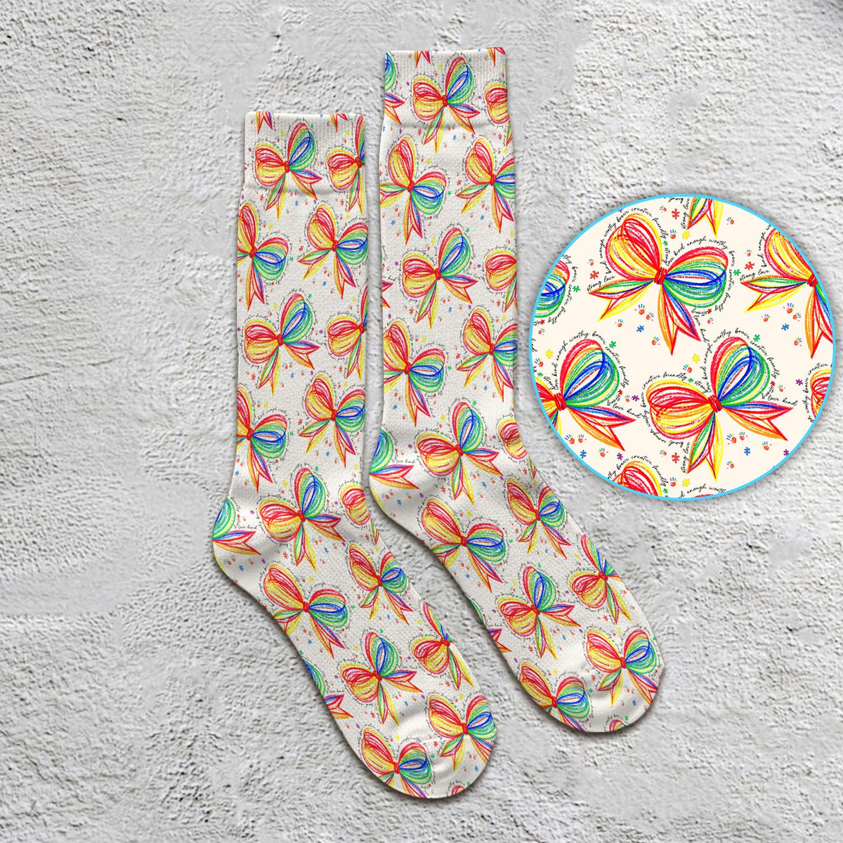 Colorful Rainbow Bow Nurse Socks