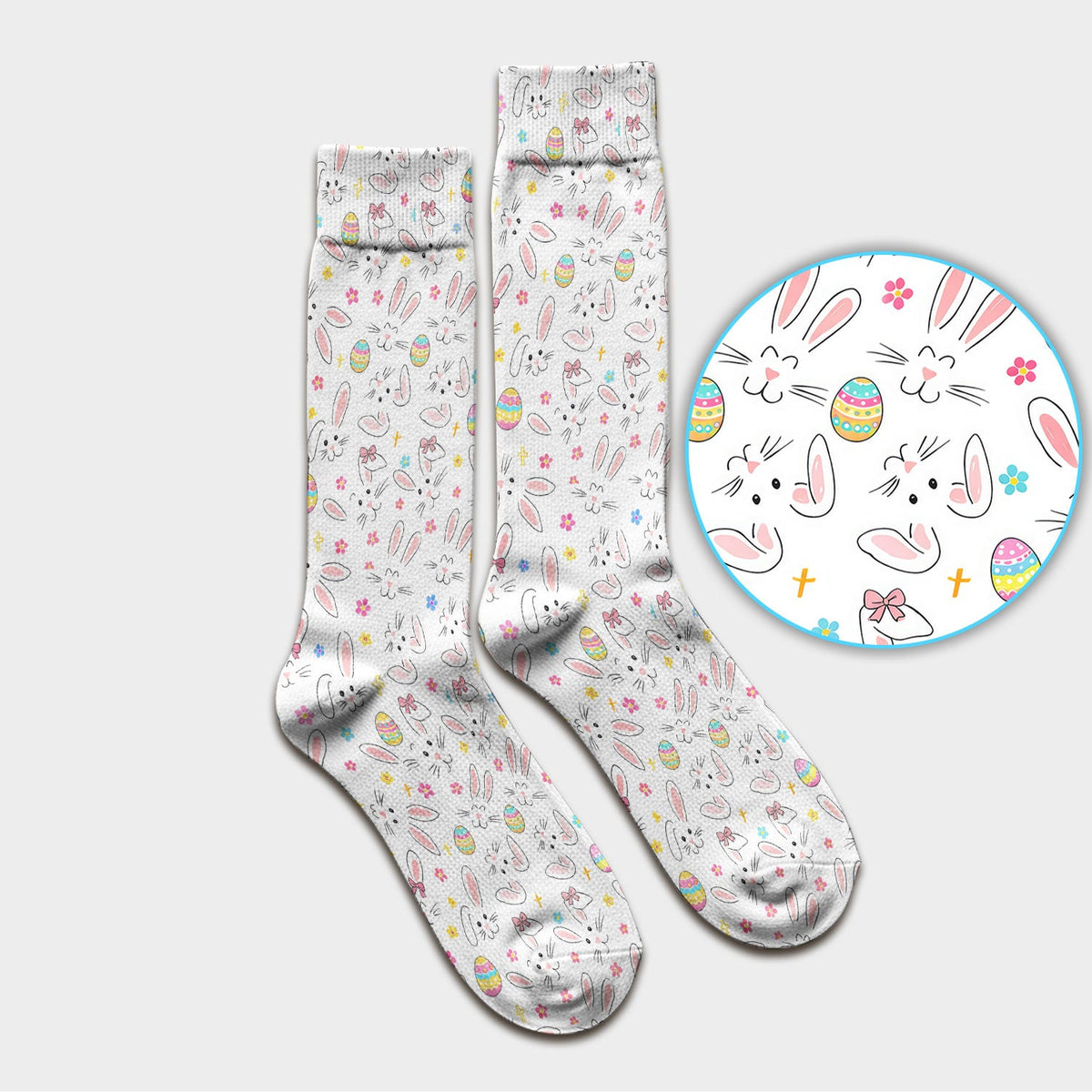 Bunny Faces Pastel Egg Nurse Socks - Easter Gift