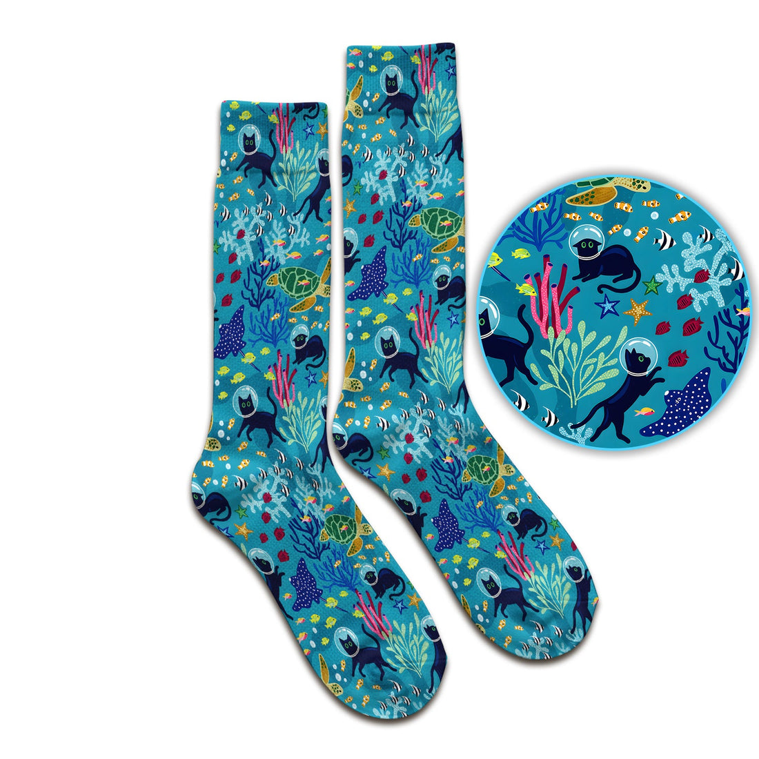 Underwater Cat Turtle Veterinary Nurse Socks