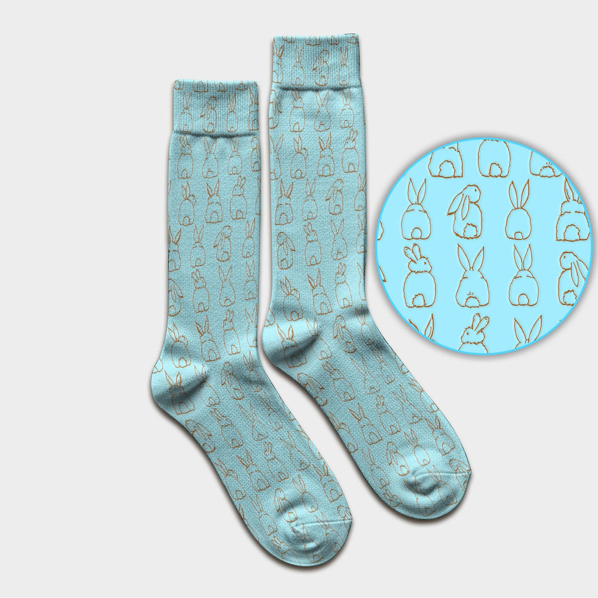 Cartoon Bunny Line Art Nurse Socks