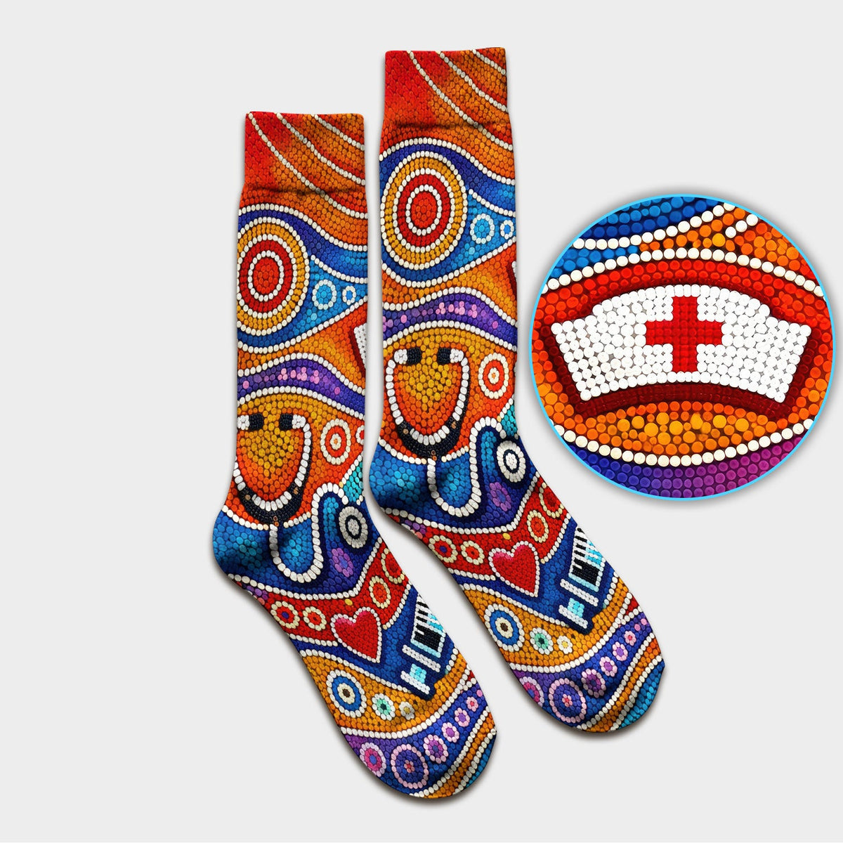 Aboriginal Dot Art Artistic Nurse Socks