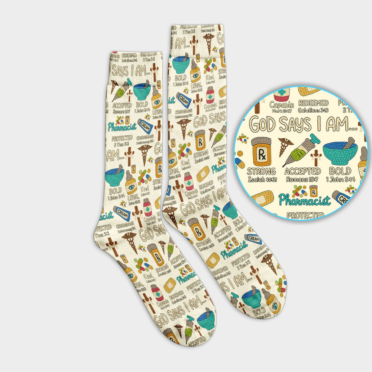God Says I Am Pharmacist Nurse Socks