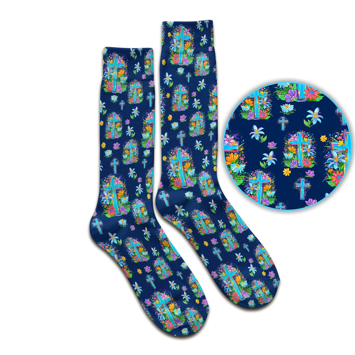 Christian Floral Cross Spring Nurse Socks