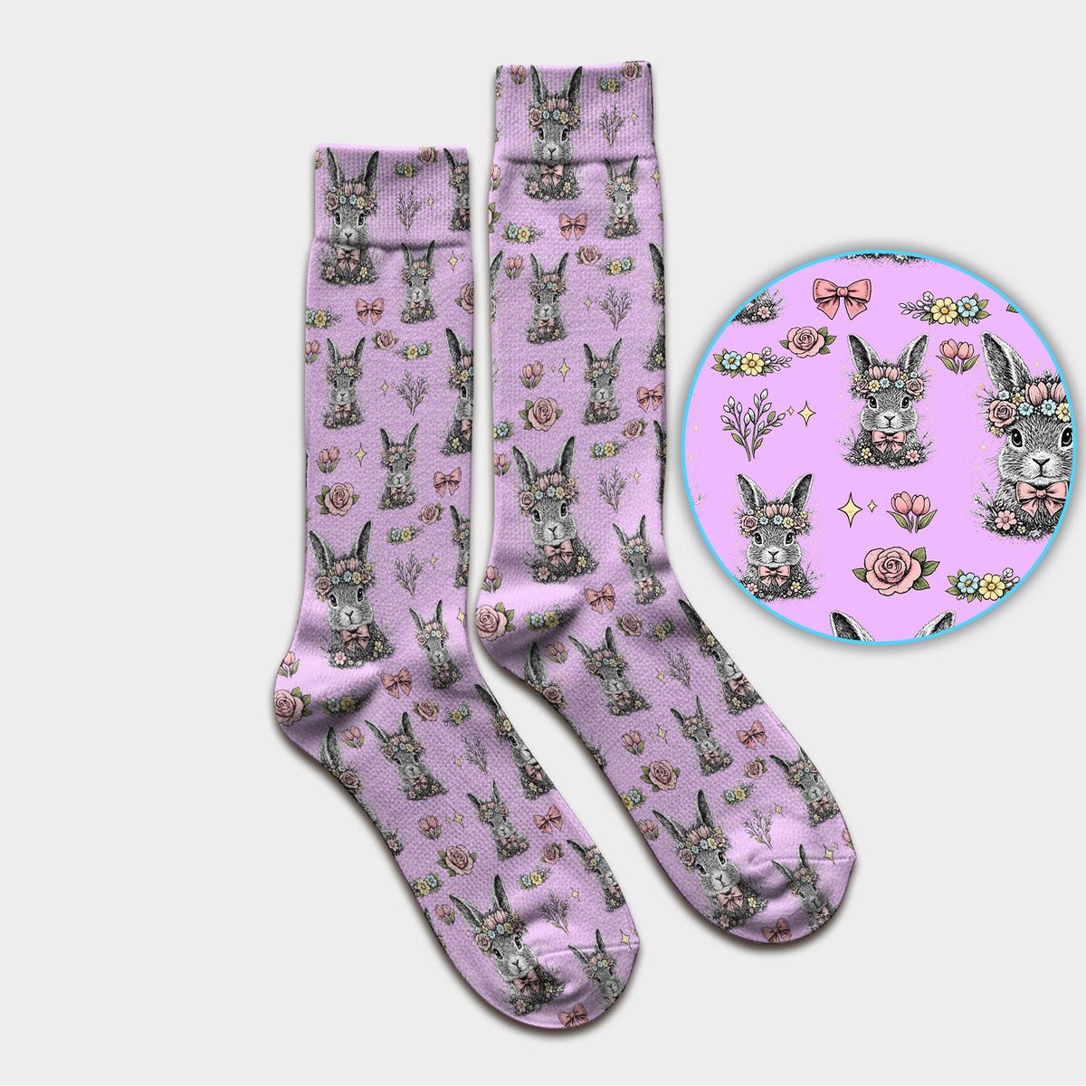 Vintage Floral Bunny Nurse Socks