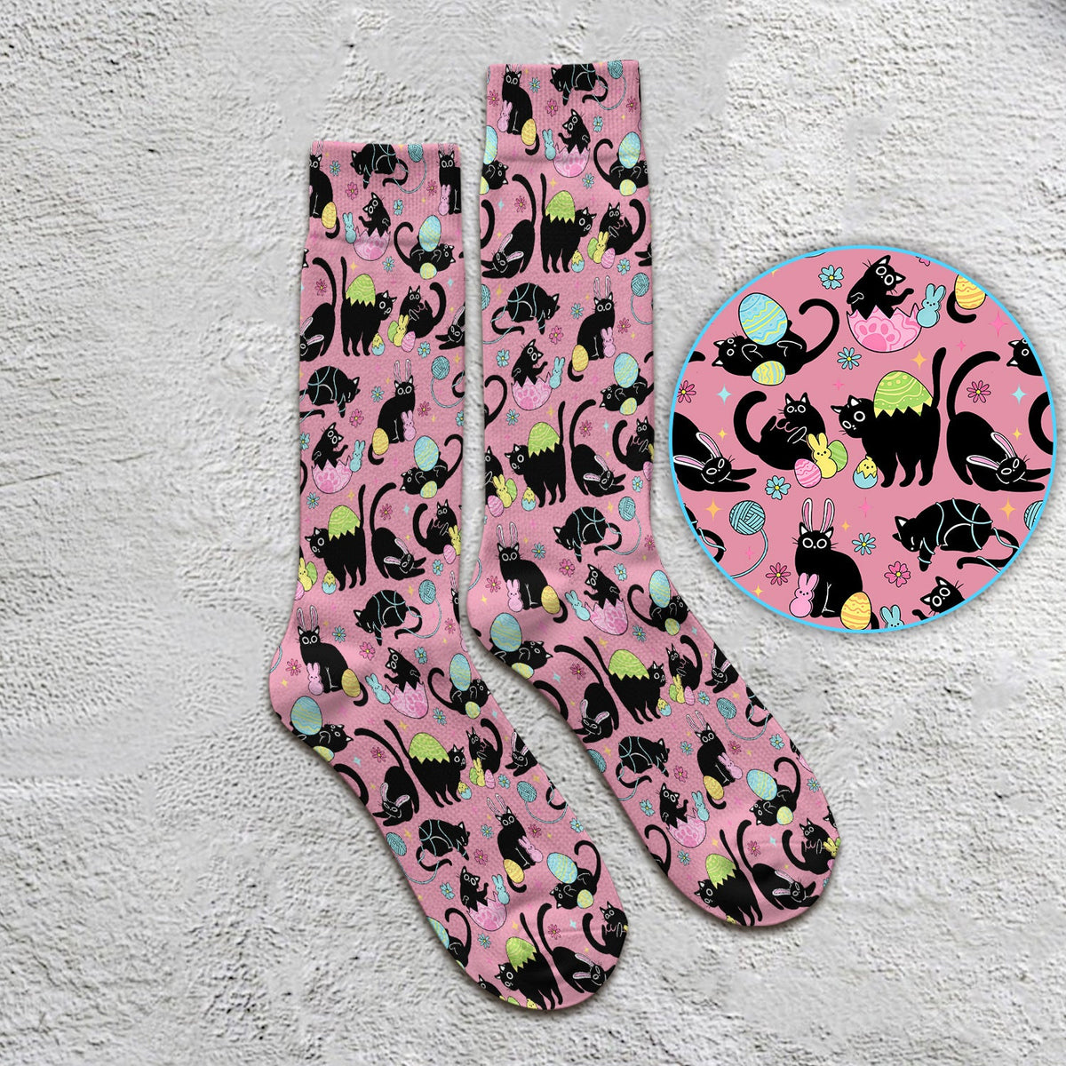 Black Cat Egg Nurse Socks - Easter Gift
