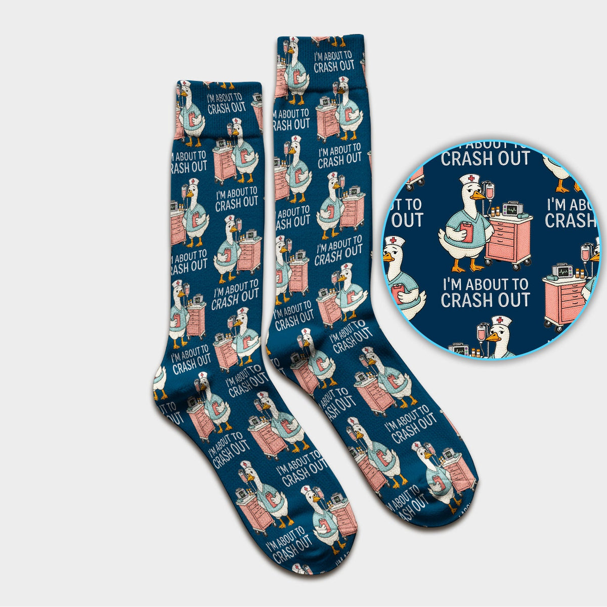 Goose Crash Out Nurse Socks