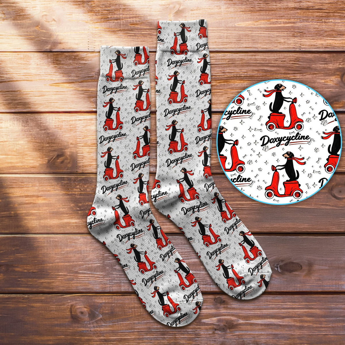 Dachshund Riding Scooter Nurse Socks