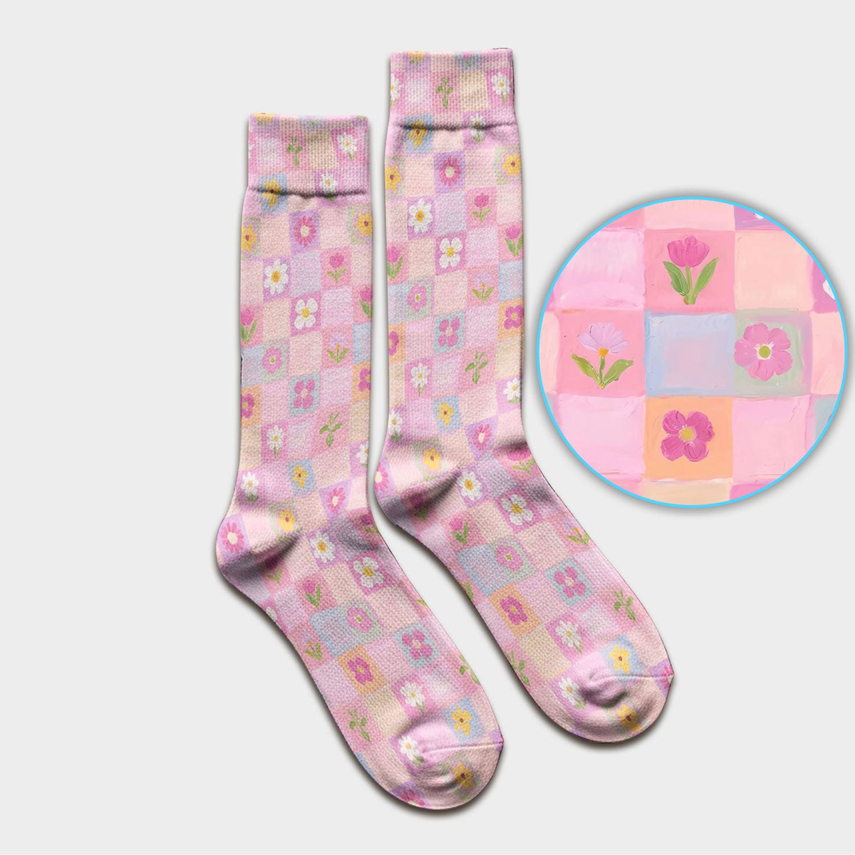 Lovely Pastel Floral Patchwork Nurse Socks