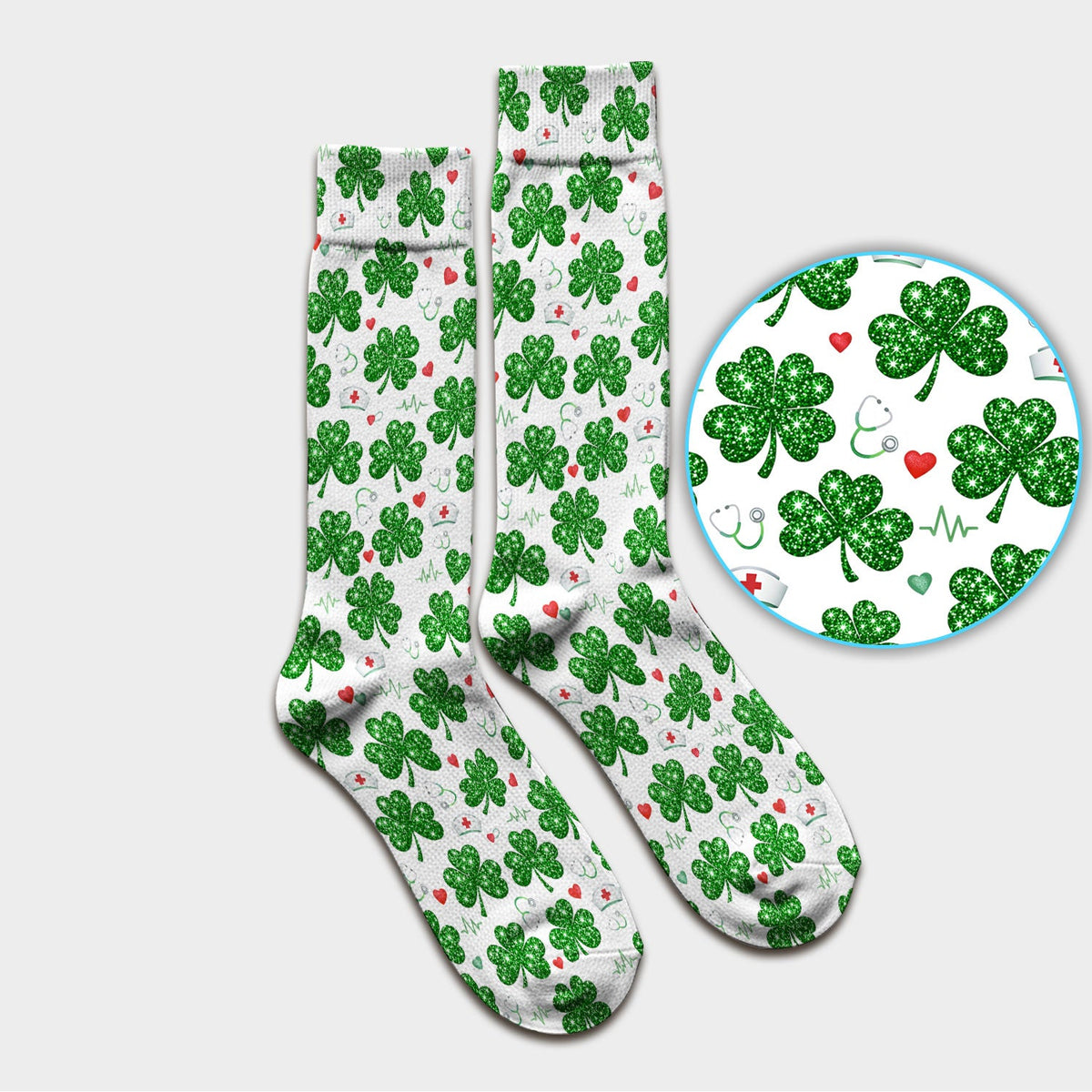St Patrick Clover Nurse Socks