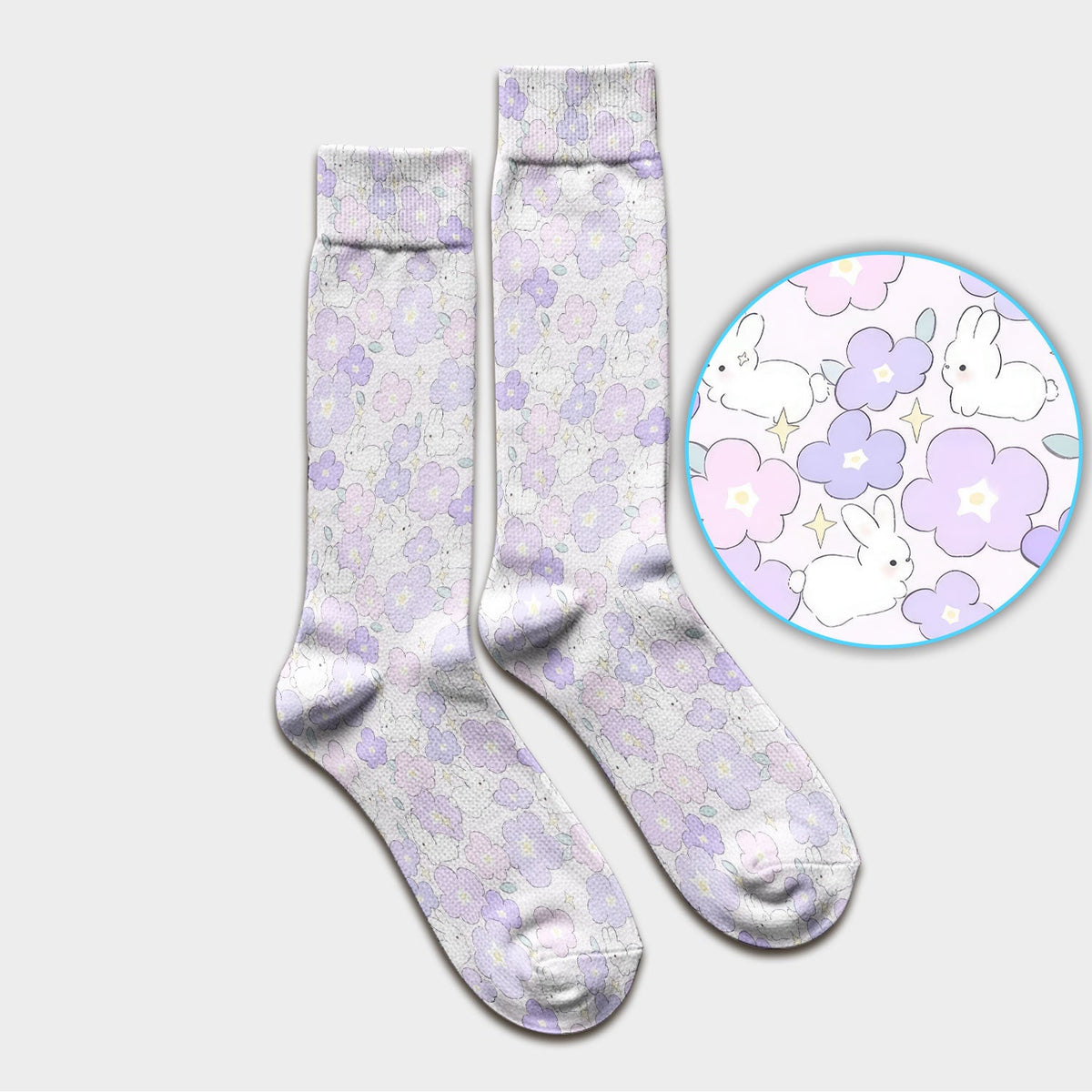 Bunny Floral Pastel Nurse Socks