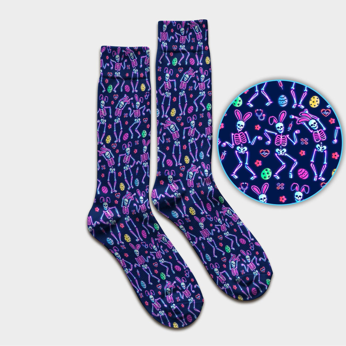 Neon Skeleton Nurse Socks - Easter Gift