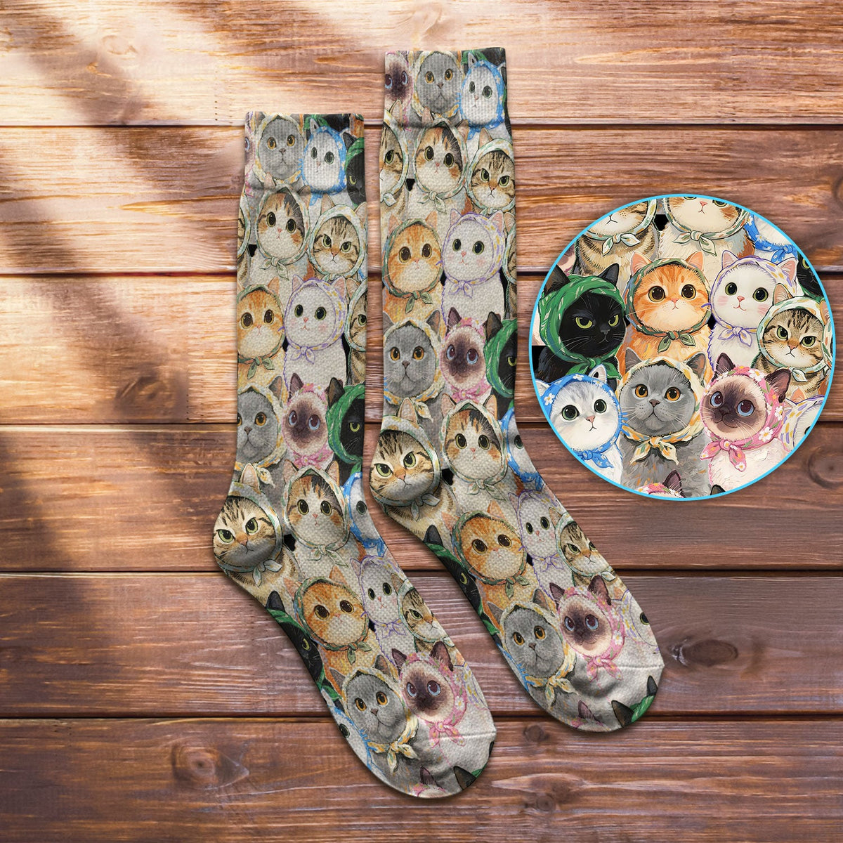 Adorable Multi Cat Portrait Nurse Socks