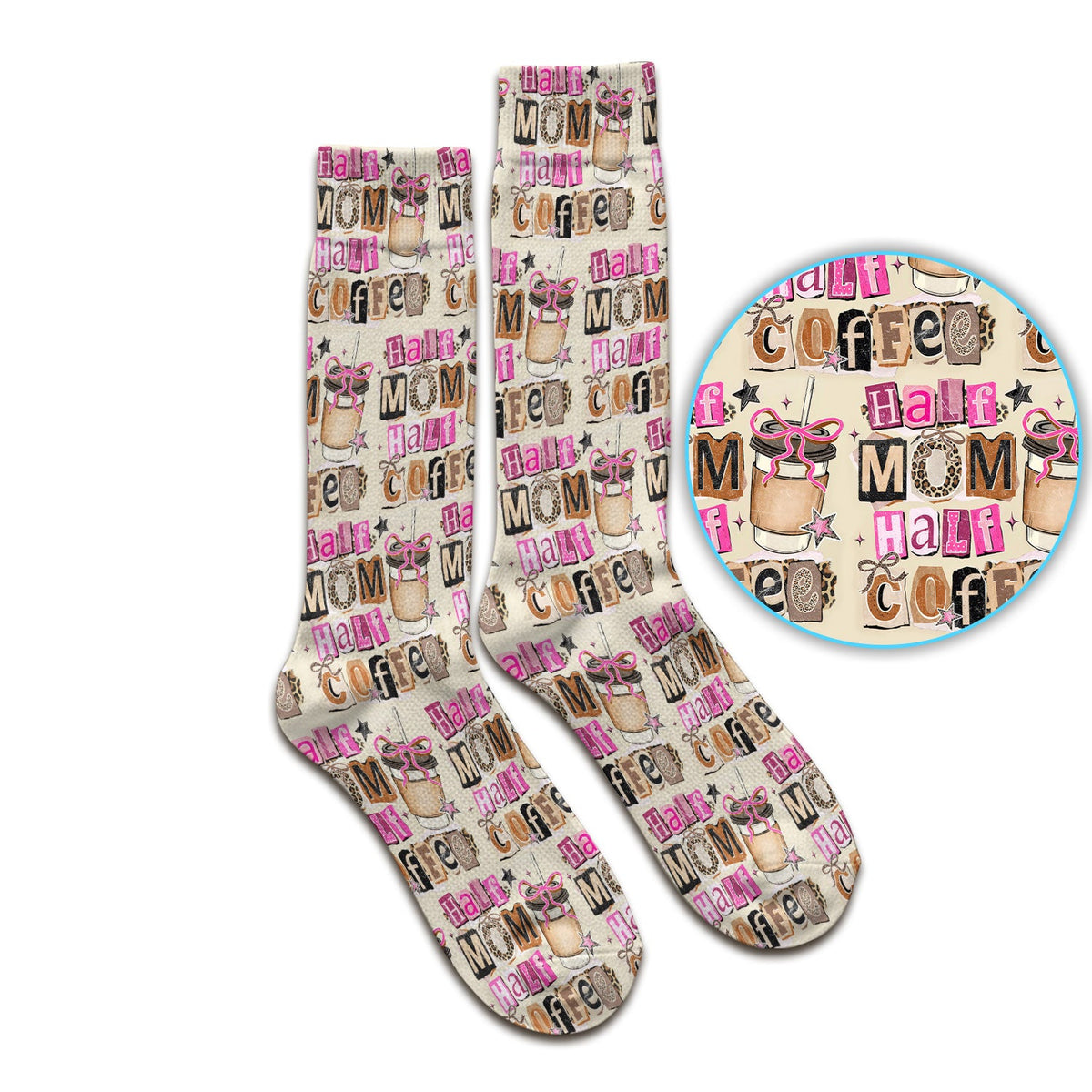 Half Mom Half Coffee Nurse Socks