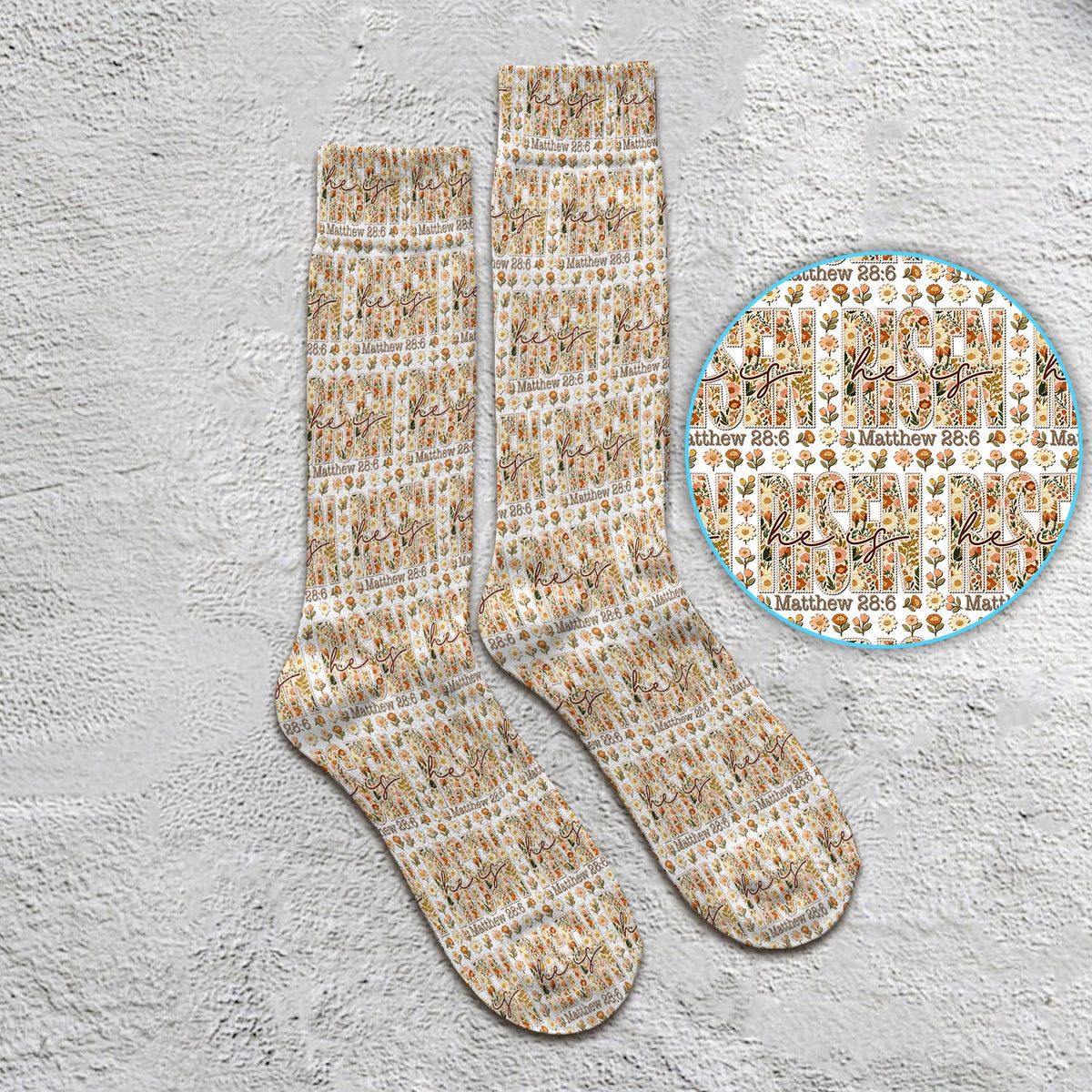 Christian Resurrection Floral Nurse Socks