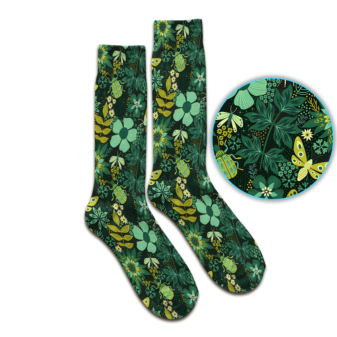 Green Botanical Butterfly Nurse Socks