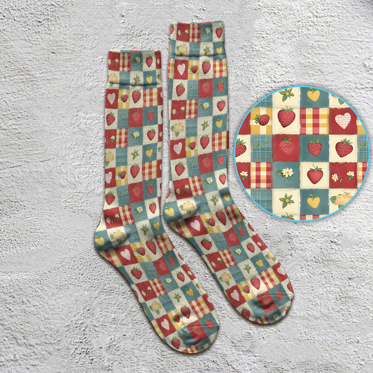 Strawberry Floral Patchwork Nurse Socks