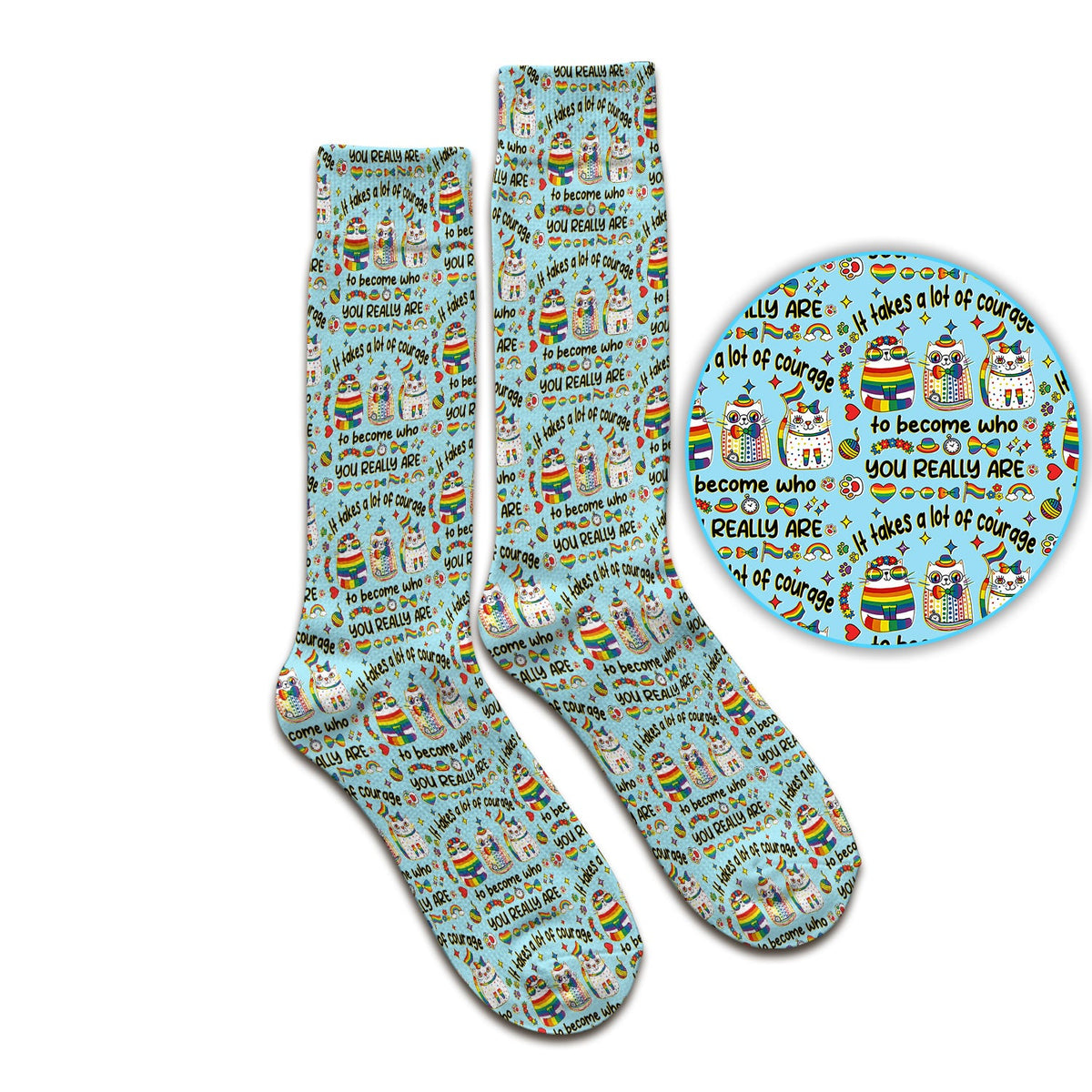 Nurse Rainbow Cat Courage Socks