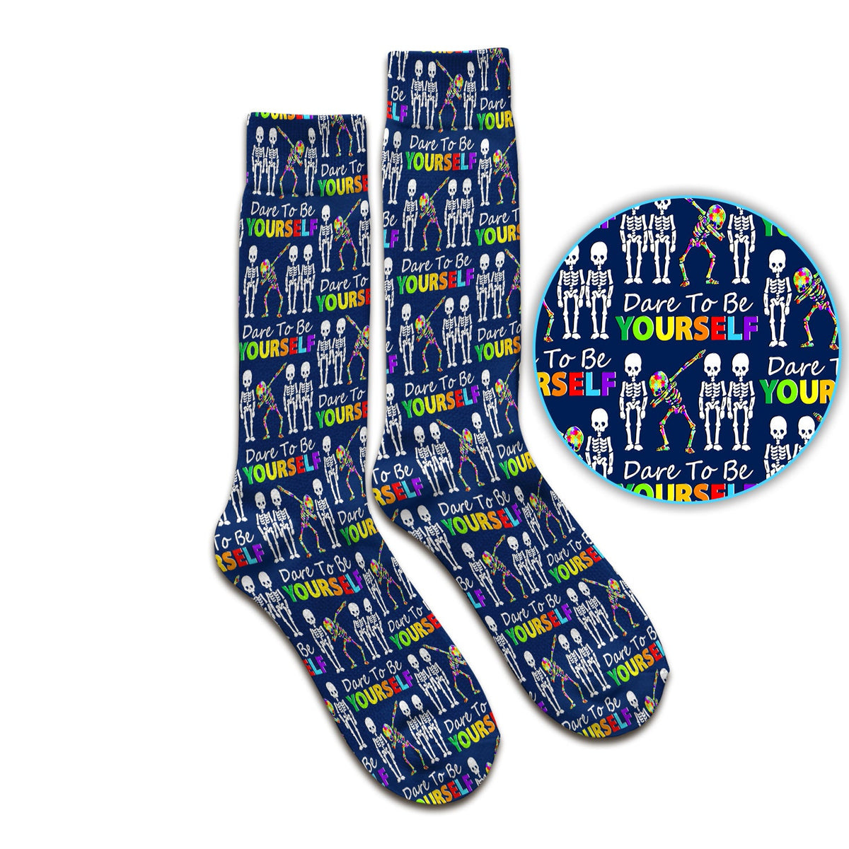 Rainbow Skeleton Dare To Be Yourself Nurse Socks