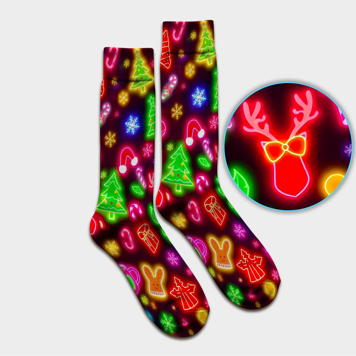 Neon Reindeer Nurse Socks