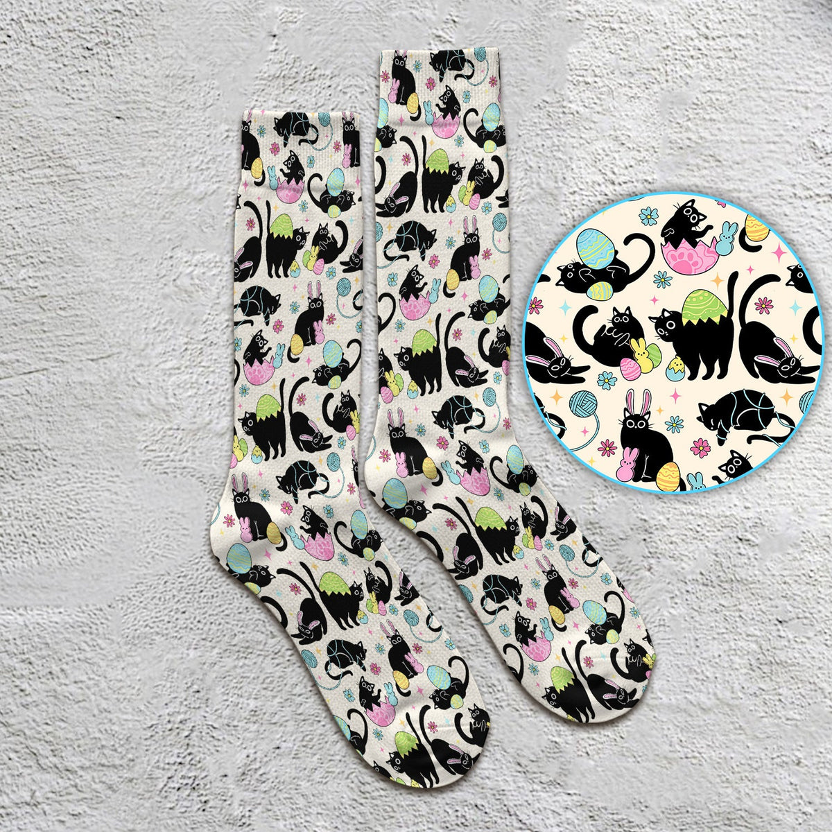 Black Cat Egg Nurse Socks - Easter Gift