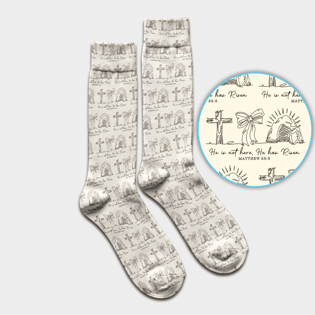 Christian Cross He Is Risen Nurse Socks - Easter Gift