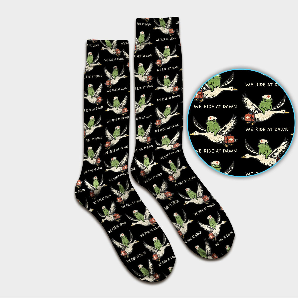 Frog Riding Goose Nurse Socks