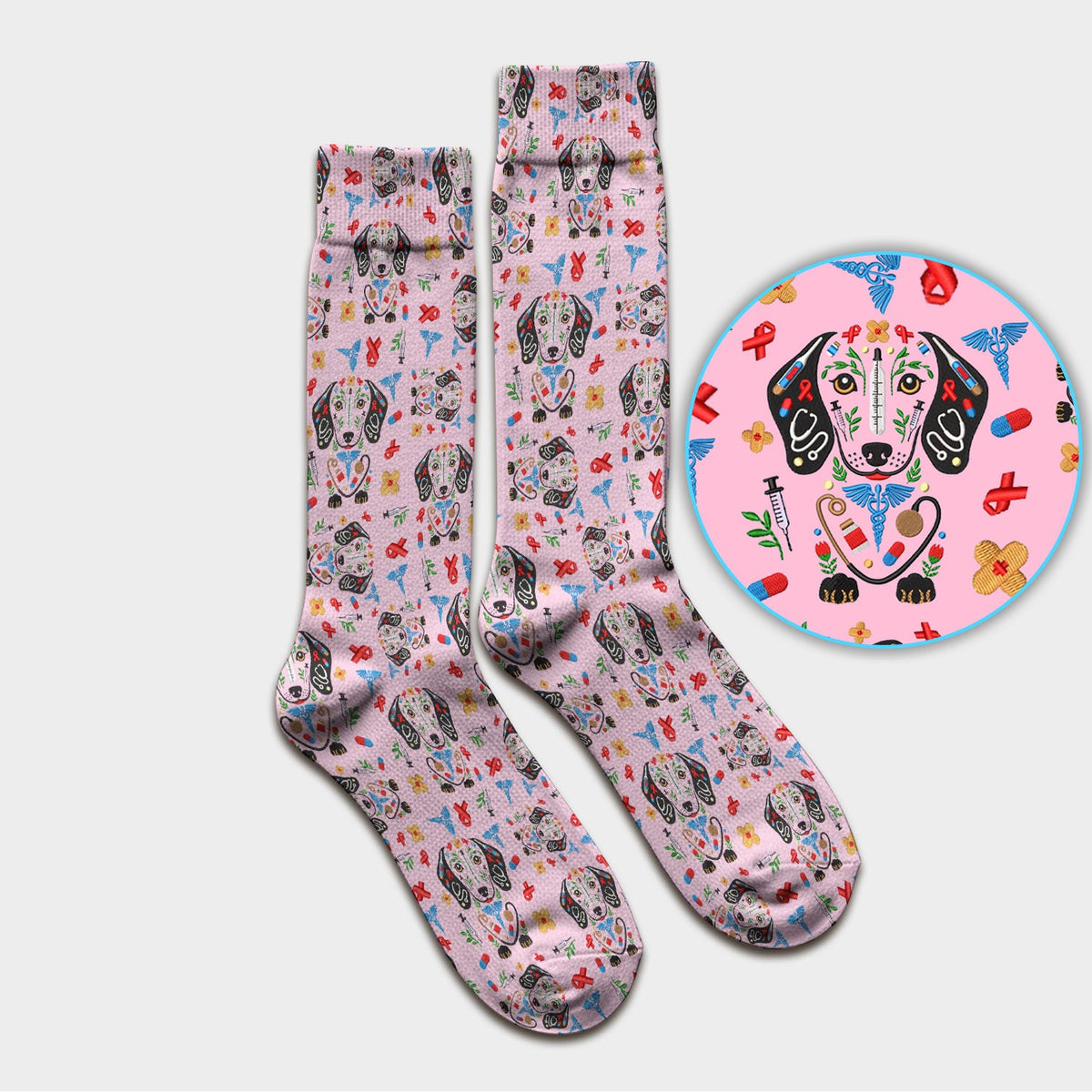Dachshund Medical Icon Nurse Socks