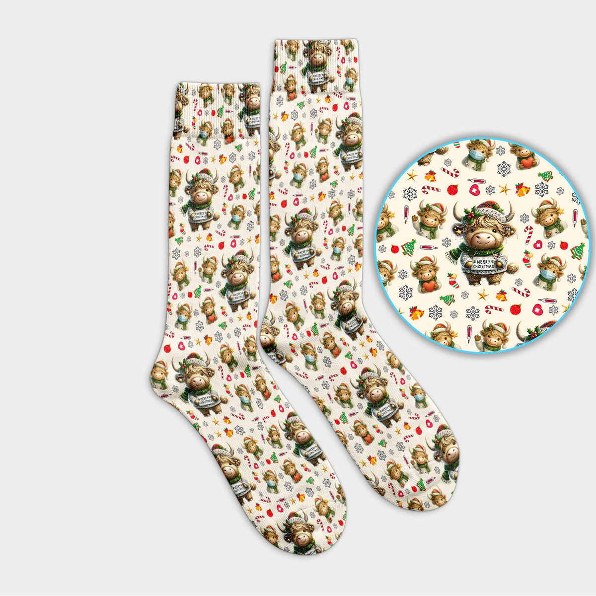 Highland Cow Nurse Socks - Christmas Gift