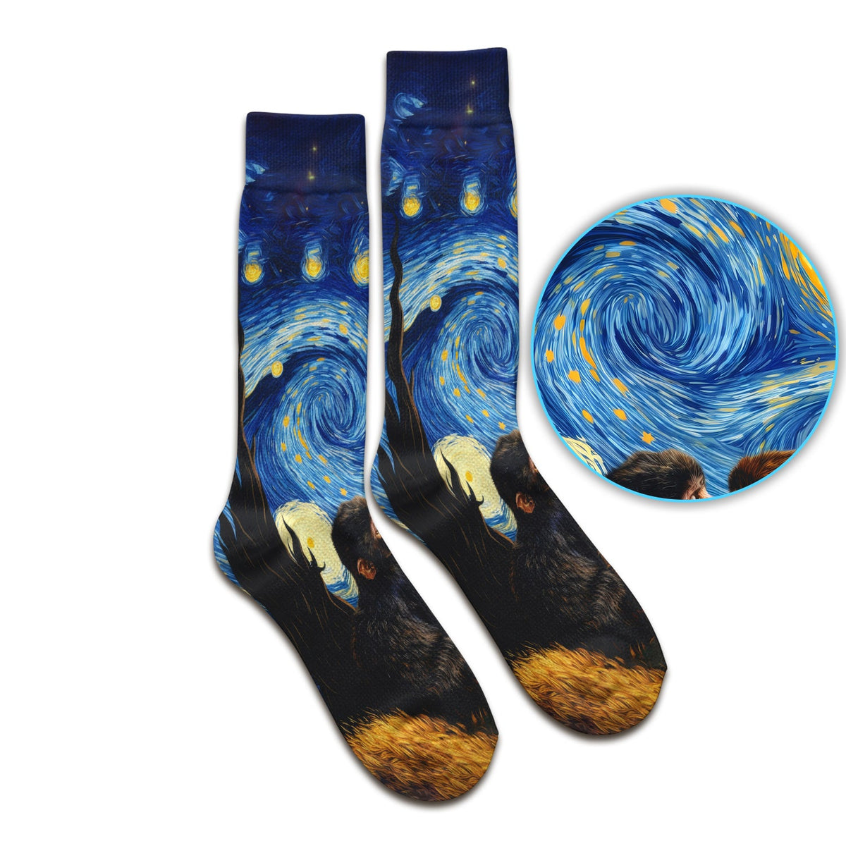 Romantic Monkey Night Sky Nurse Socks
