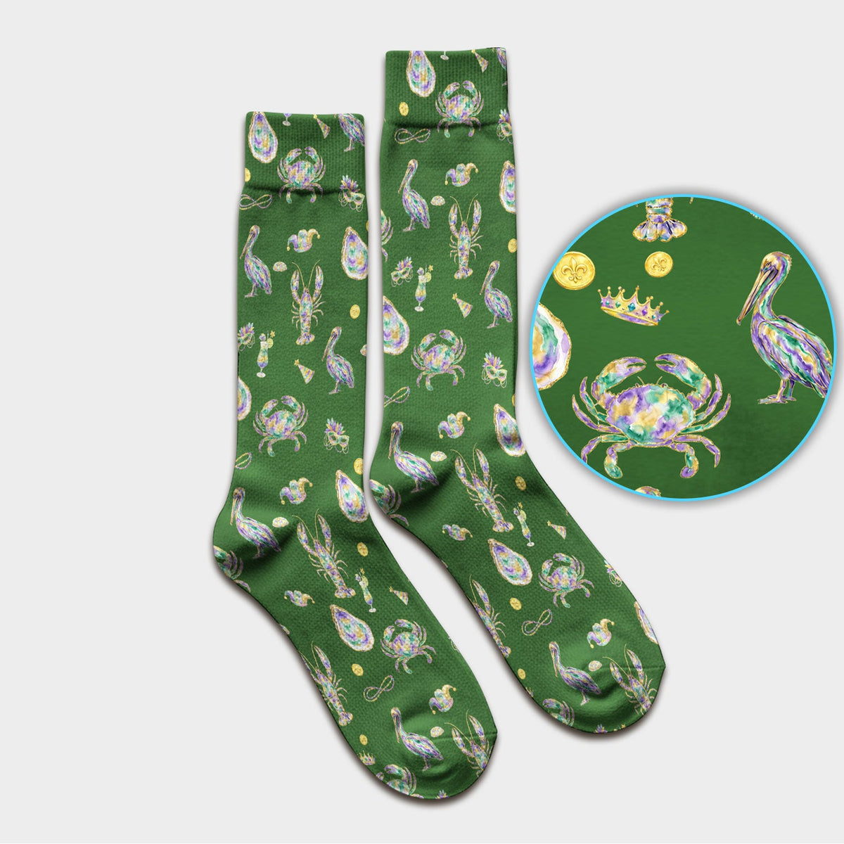 Mardi Gras Seafood Nurse Socks