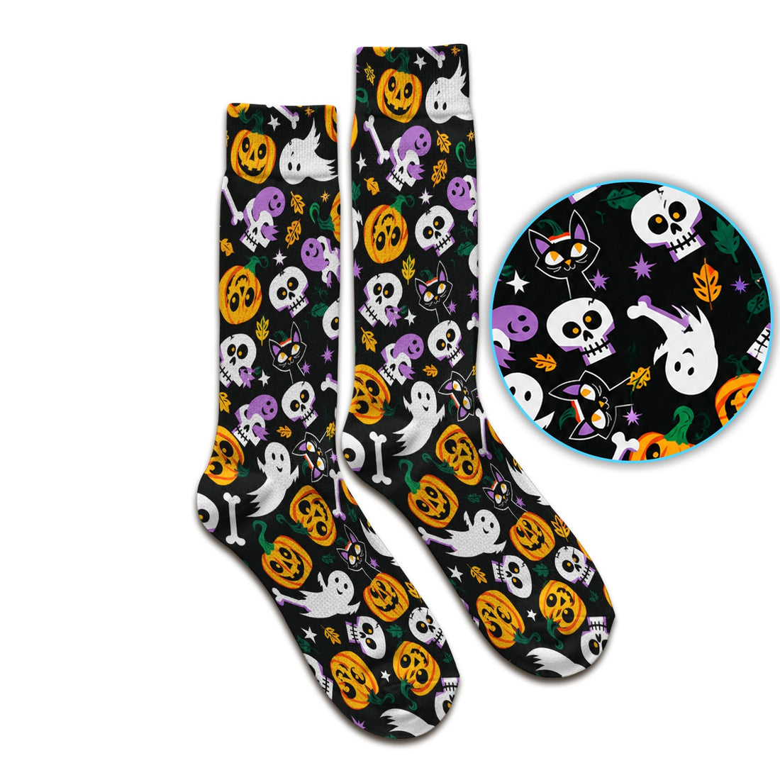 Spooky Pumpkin Ghost Print Nurse Socks