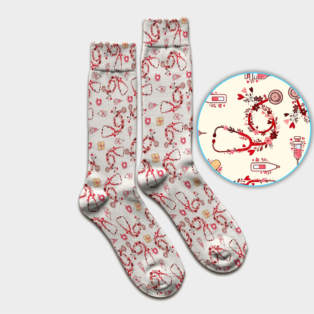 Heart Stethoscope Nurse Socks