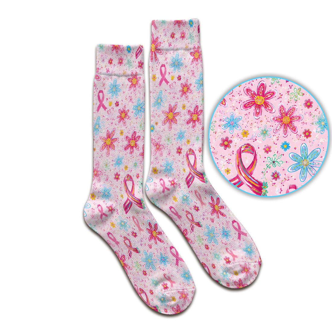 Floral Breast Cancer Awareness Nurse Socks