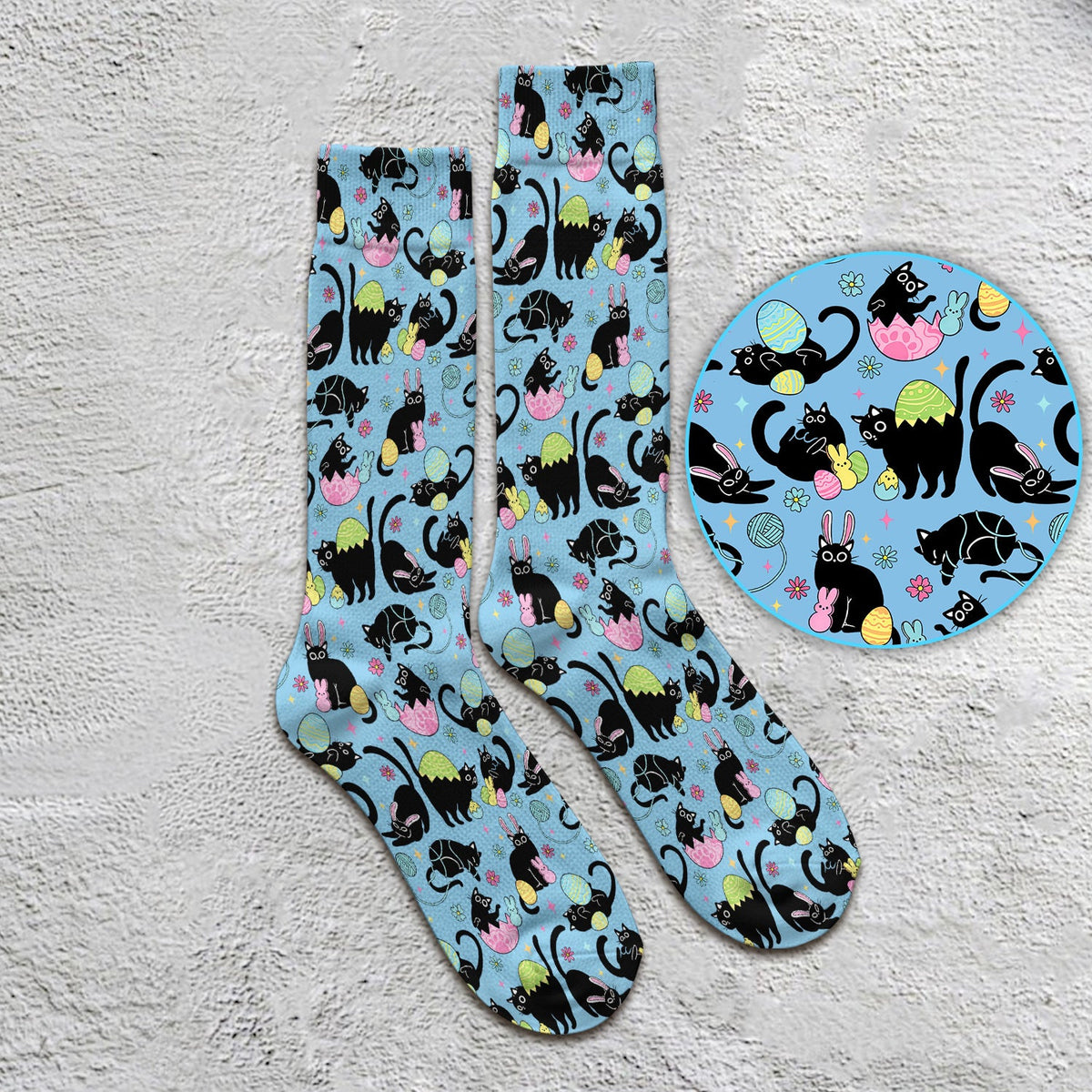Black Cat Egg Nurse Socks - Easter Gift