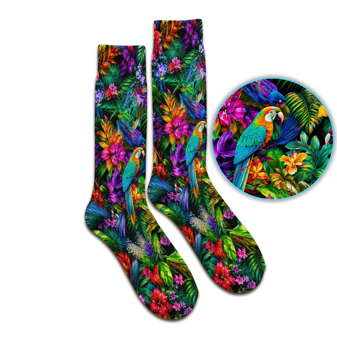 Tropical Parrot Jungle Blossom Nurse Socks