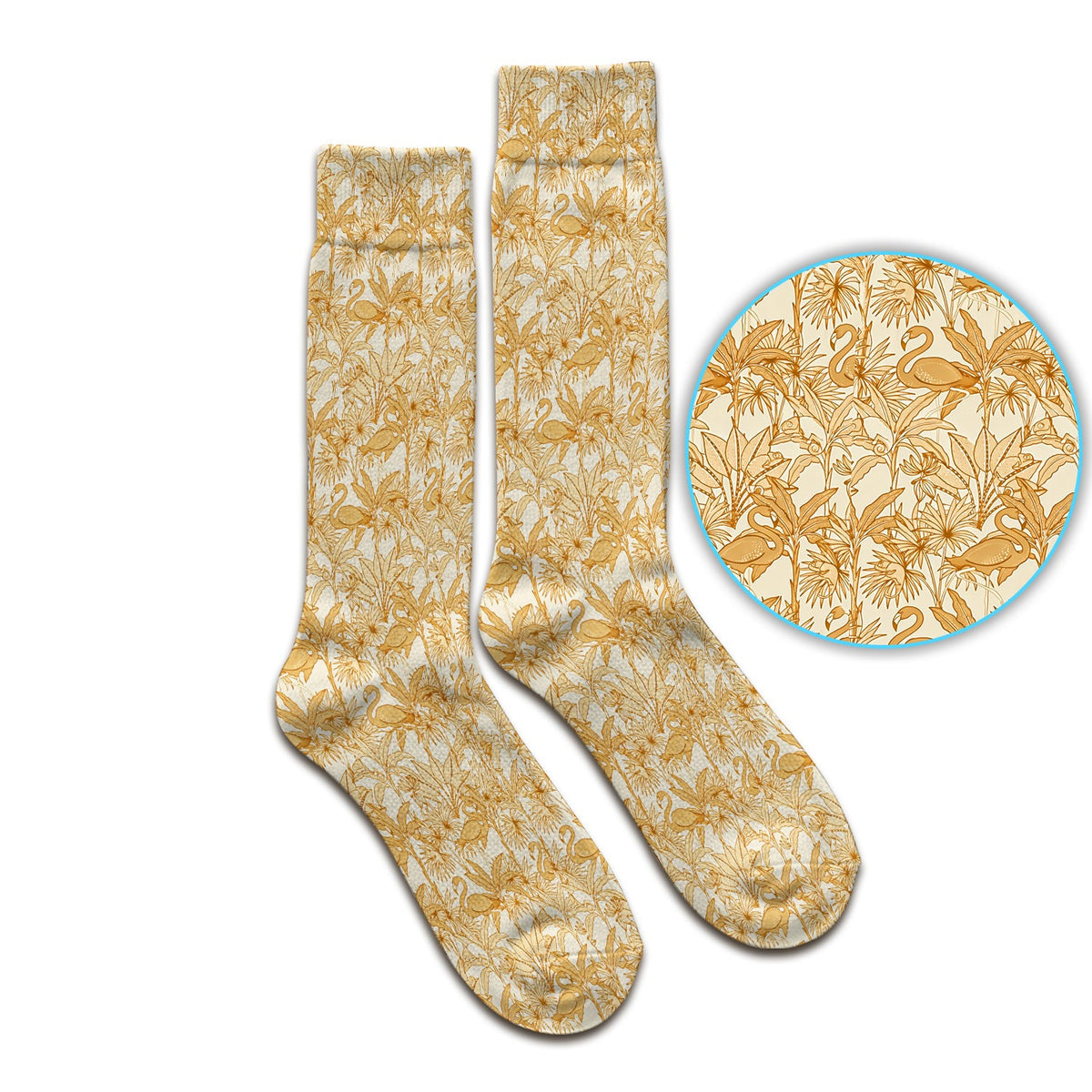 Tropical Flamingo Palm Leaves Nurse Socks