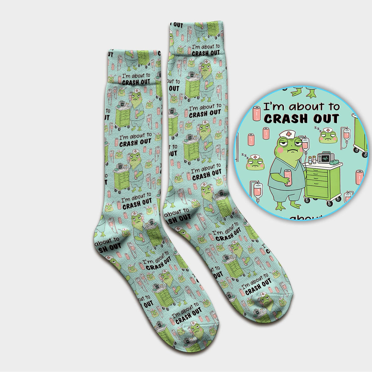 Crash Out Frog Nurse Socks