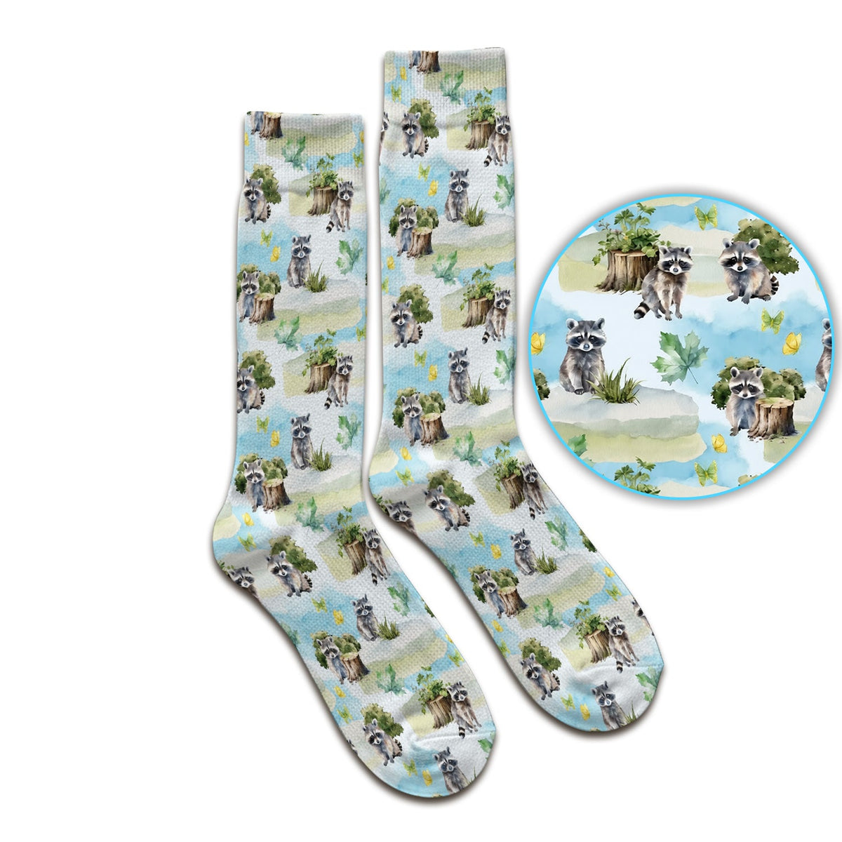 Raccoon Woodland Print Nurse Socks