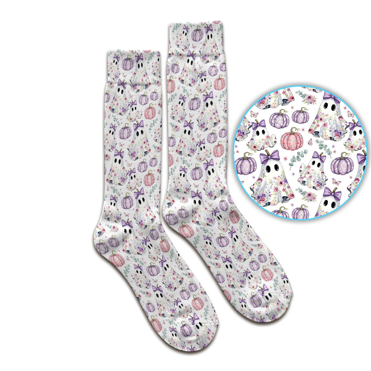 Floral Ghost Pumpkin Nurse Socks