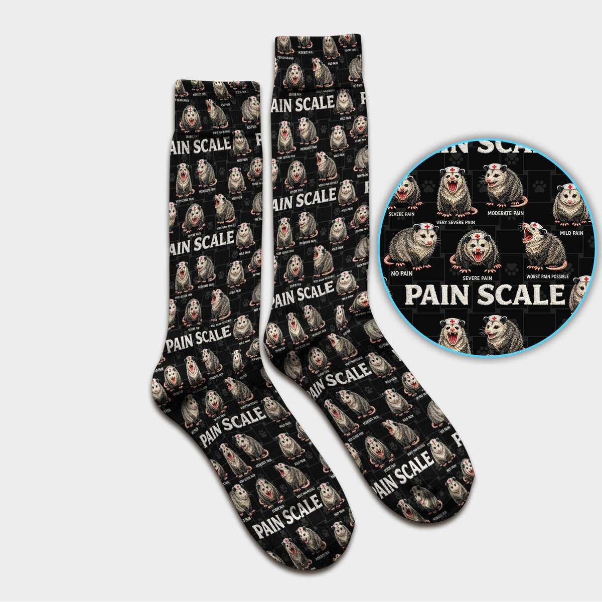 Edgy Possum Pain Scale Nurse Socks