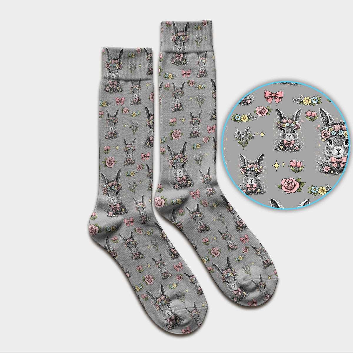 Vintage Floral Bunny Nurse Socks