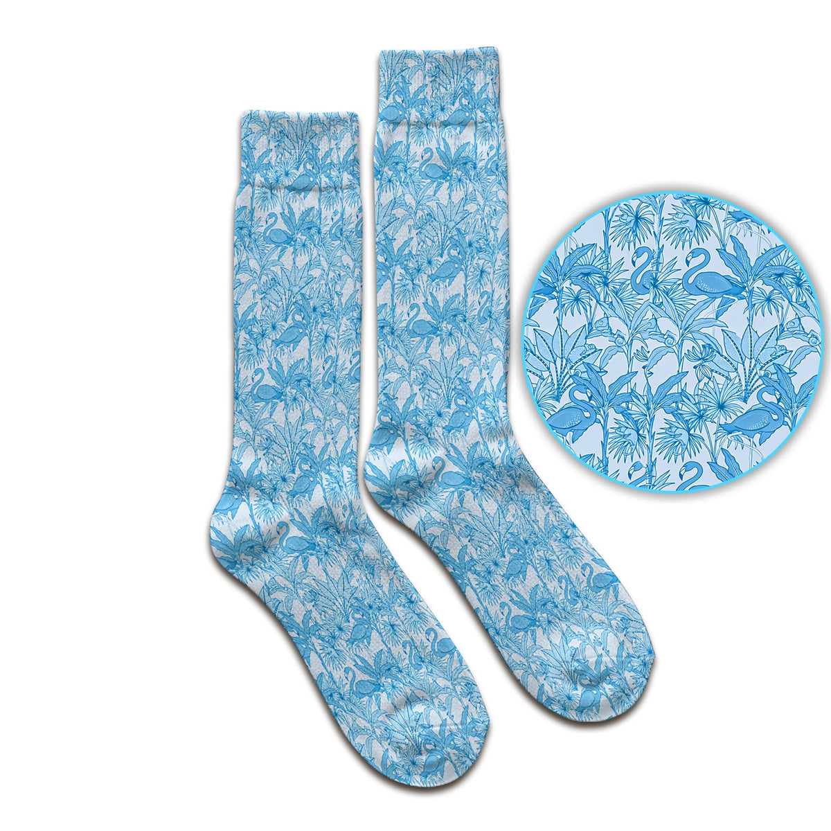Tropical Flamingo Palm Leaves Nurse Socks