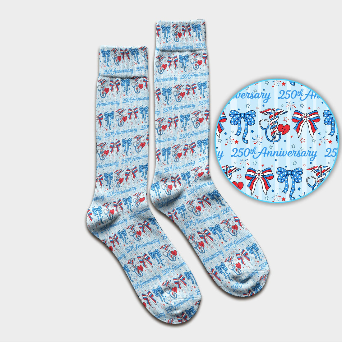 250th Anniversary Nurse Ribbon Heart Socks