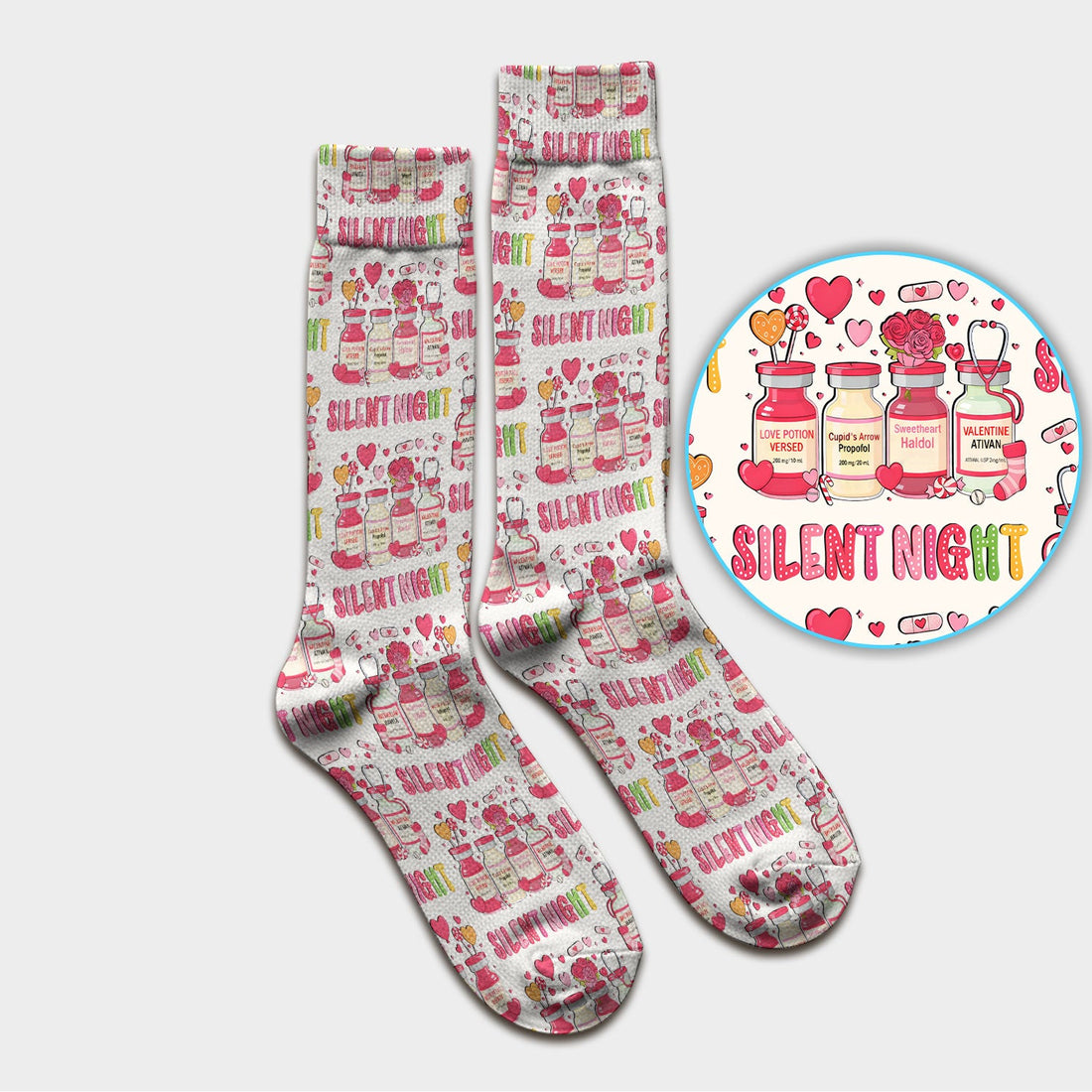 Valentine Silent Night Love Nurse Socks